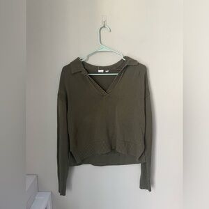 GAP Surplus Green Collared Ribbed Sweater Size X Small